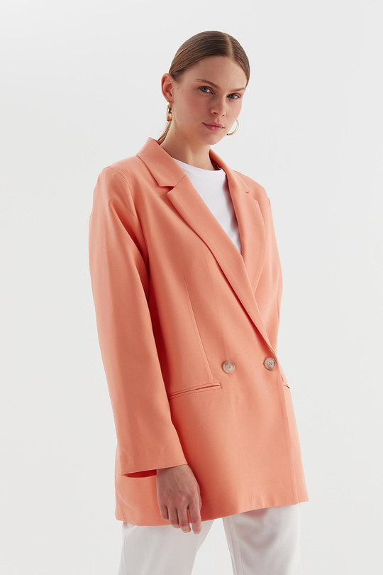Tek Düğmeli Blazer Ceket Kavun İçi