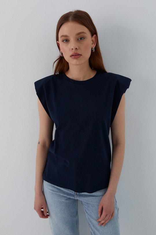 Vatkalı T-shirt Lacivert