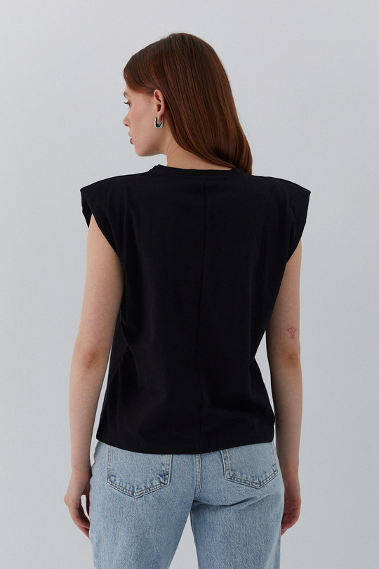 Vatkalı T-shirt Siyah
