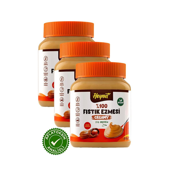 Şeker ilavesiz %100 Fıstık Ezmesi (Akışkan Kıvam) 350g x 3 Adet