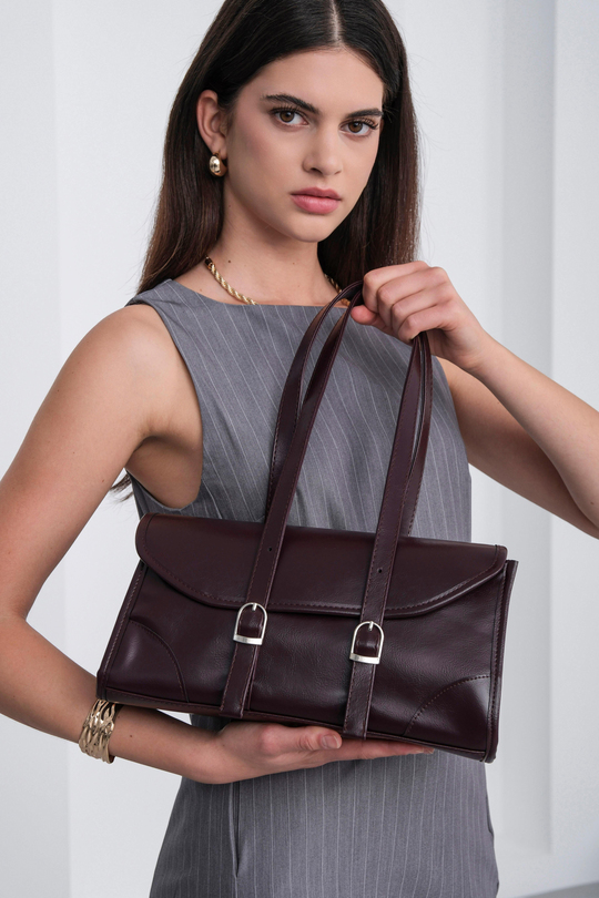 Lue Vintage Baget Çanta Mürdüm