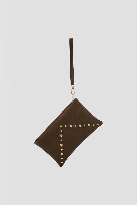 Geez Troklu Clutch Çanta Kahve