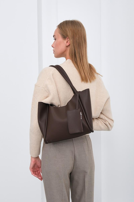 Halsey Cüzdanlı Omuz Çantası Acı Kahve | Shule Bags