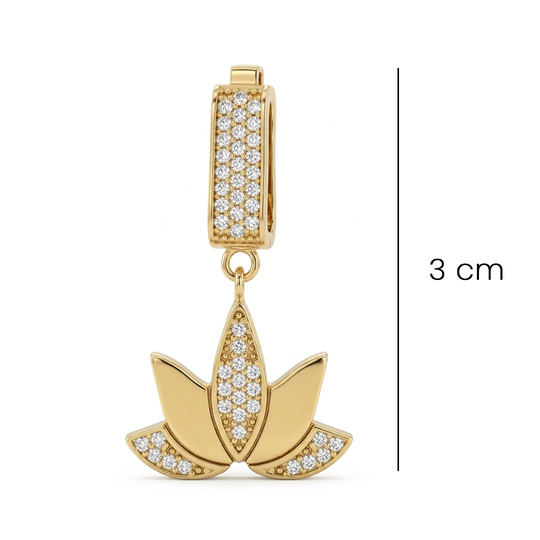 14 Ayar Altın Klipsli Lotus Çiçeği Kolye Ucu