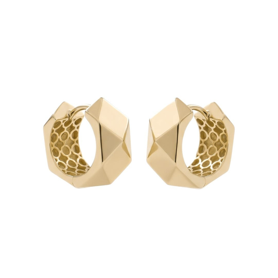 Geometrik Desen 14 Ayar Altın Küpe