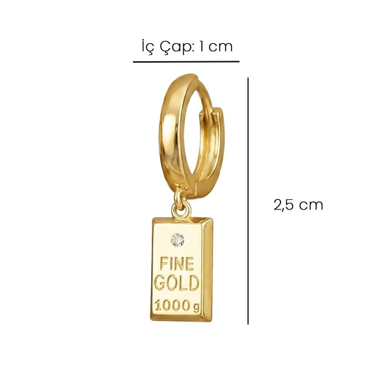 Sallantılı Külçe Küpe 14 Ayar Altın 2,5 Cm