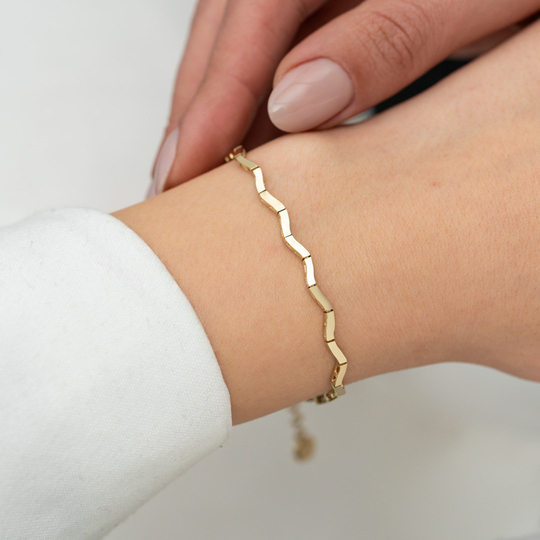 Zigzag Model 14 Ayar Altın Bileklik