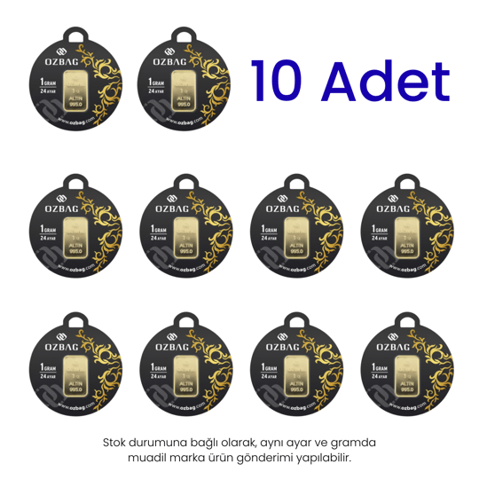 10 Adet 1 Gr 24 Ayar Gram Altın