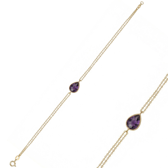 14 Ayar Mor Renkli Taşlı Bileklik