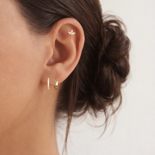 Taşlı Piercing 14 Ayar Altın