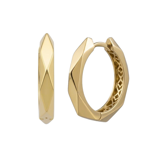 Geometrik Model Halka 14 Ayar Altın Küpe 1,5 Cm