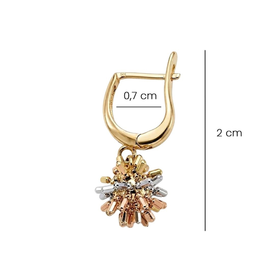 Sallantılı Dorika Detaylı 14 Ayar Altın Küpe 2 Cm