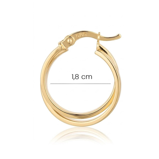 İkili Halka Küpe 14 Ayar Altın 1,8 Cm