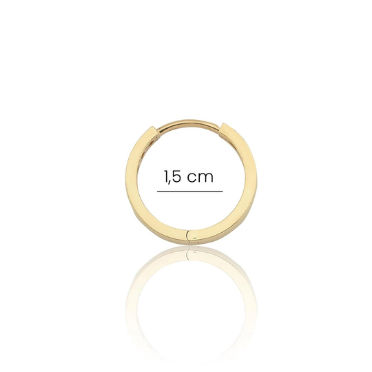 Köşeli 14 Ayar Altın Halka Küpe 1,5 Cm