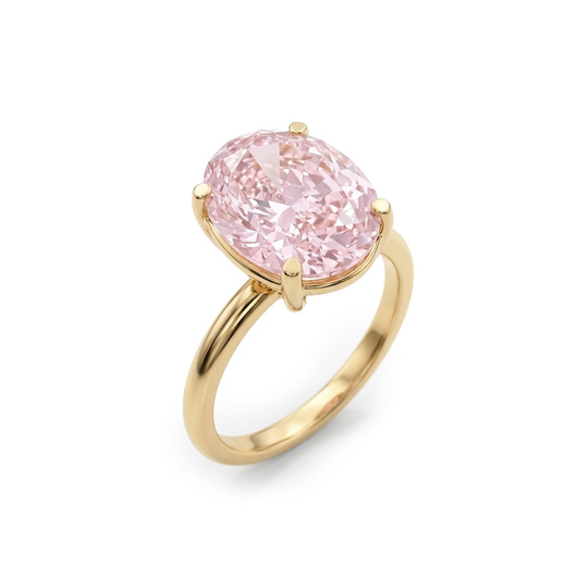 Pembe Taşlı Oval Tasarım 14 Ayar Yüzük