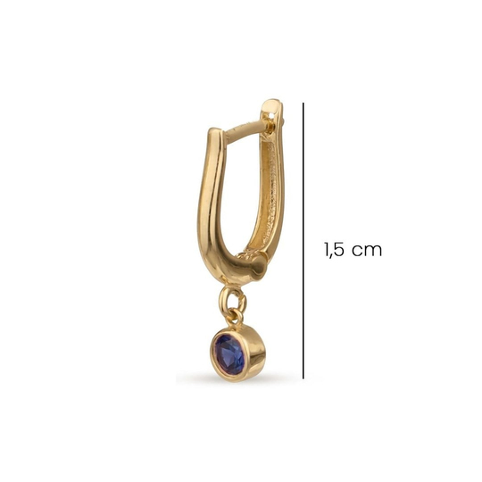 Sallantılı Mavi Renkli 14 Ayar Altın Küpe 1,5 Cm