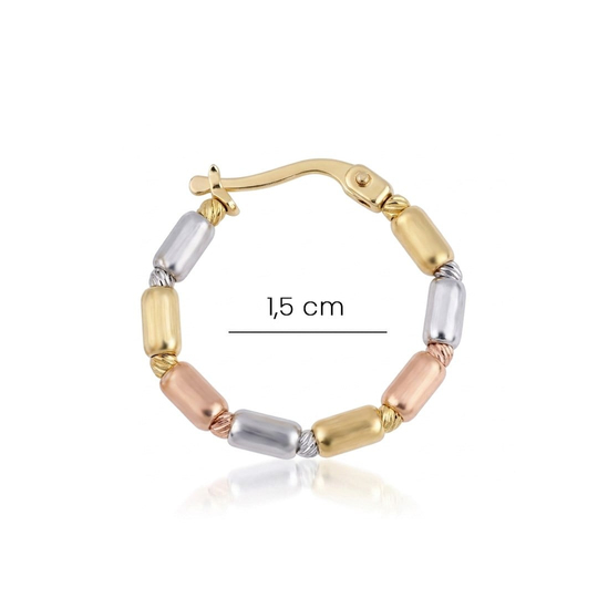Altın Üç Renk Halka Küpe 1,5 Cm