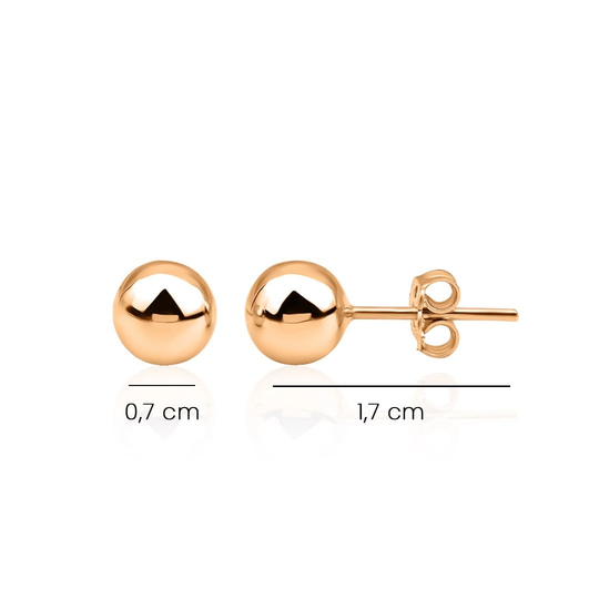 Düz Rose Top Küpe 14 Ayar Altın 1,7 Cm