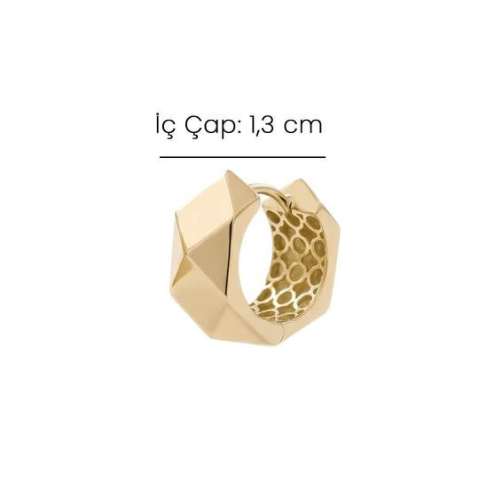 Geometrik Desen 14 Ayar Altın Küpe