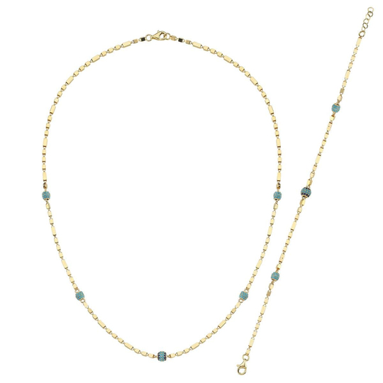 14 Ayar Altın Firuze Taşlı Set