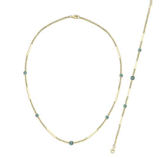 Altın Firuze Taşlı Kolye Bileklik Set