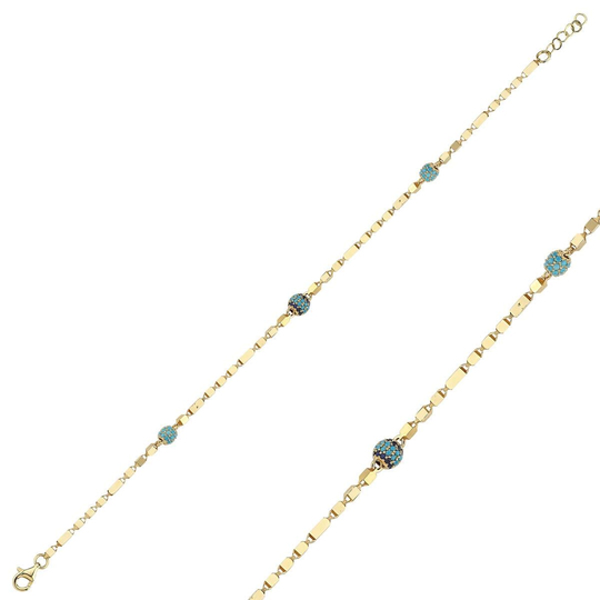 14 Ayar Altın Firuze Taşlı Set