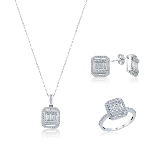 Baget Taşlı 14 Ayar Altın Miniset