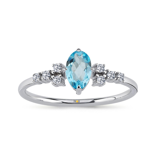 Pırlanta Blue Topaz Yüzük 0,41 Ct