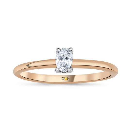 Pırlanta Oval Tektaş Yüzük 0.18 Ct