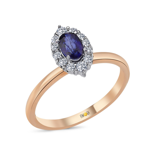 Taşlı Pırlanta Safir Yüzük	0,57 Ct