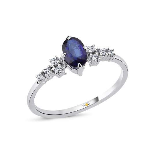 Pırlanta Safir Yüzük 0,56  Ct