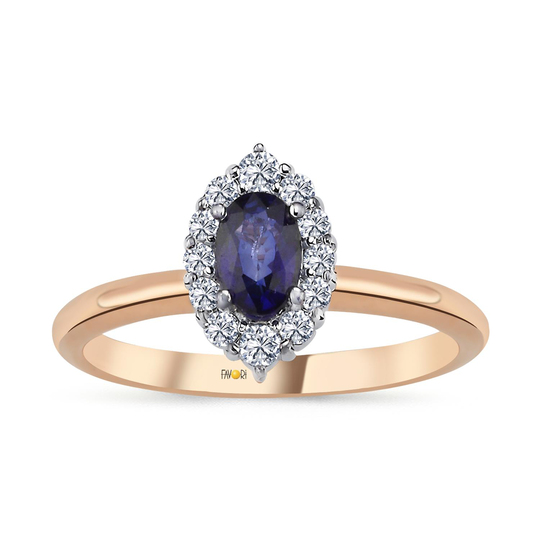 Taşlı Pırlanta Safir Yüzük	0,57 Ct