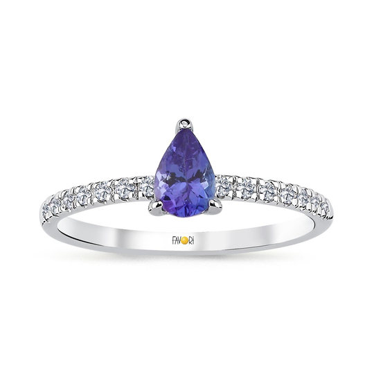 Pırlanta Tanzanit Yüzük 0,46 Ct