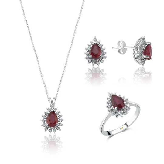 Pırlanta Yakut Taşlı Mini Set