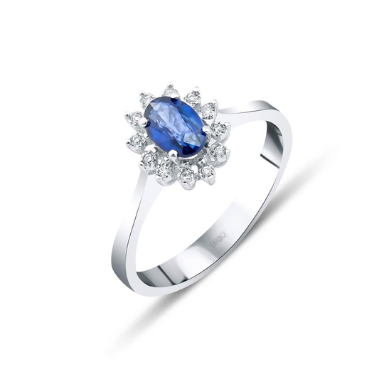 Pırlanta Taşlı Safir Yüzük 0,56 Ct