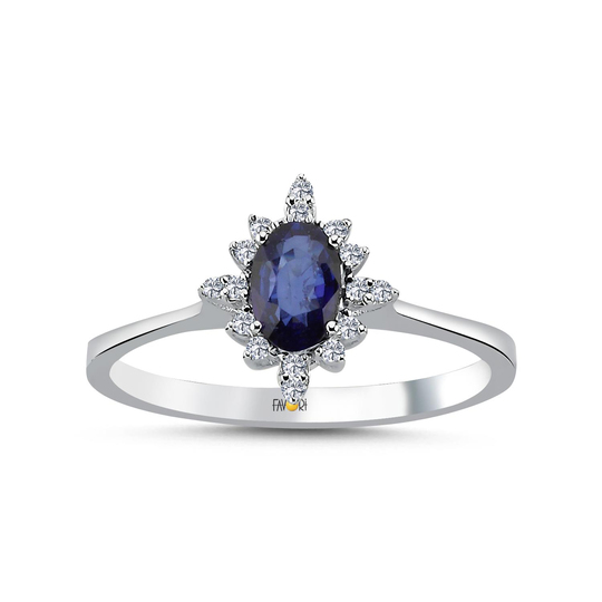 Pırlanta Taşlı Safir Yüzük 0,52 Ct