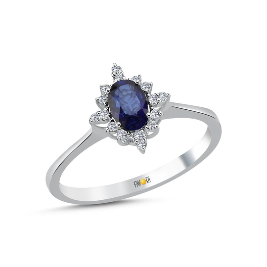 Pırlanta Taşlı Safir Yüzük 0,52 Ct