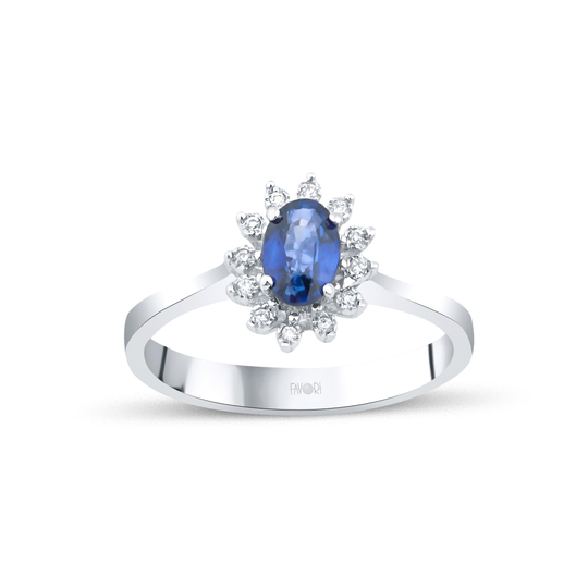Pırlanta Taşlı Safir Yüzük 0,56 Ct