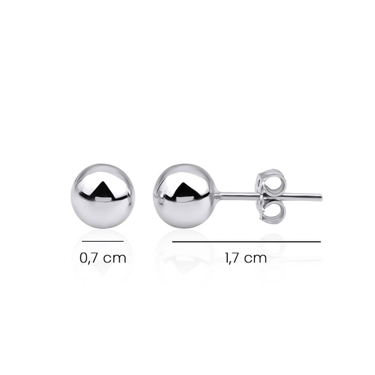 Düz Beyaz Top Küpe 14 Ayar Altın 1,7 Cm