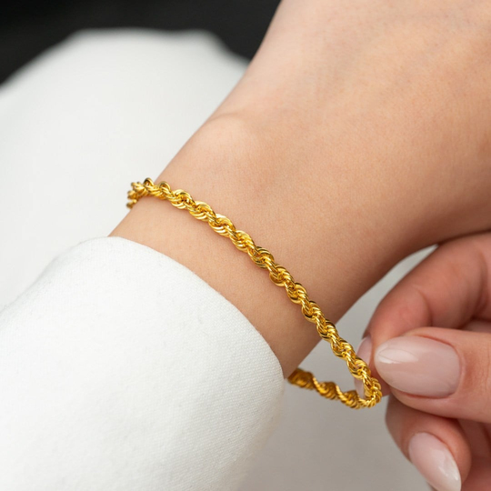 Halat Bileklik 3 mm 14 Ayar Altın