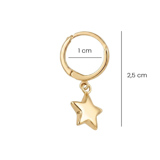 Sallantılı Yıldız Küpe 14 Ayar Altın 2,5 Cm