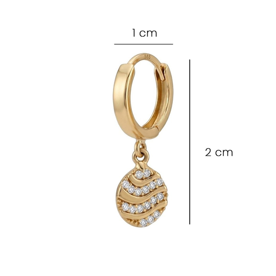 Sallantılı Taşlı 14 Ayar Altın Küpe 2 Cm