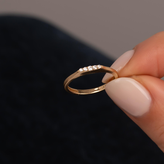 Beş Taşlı Minimal İnce 14 Ayar Altın Yüzük