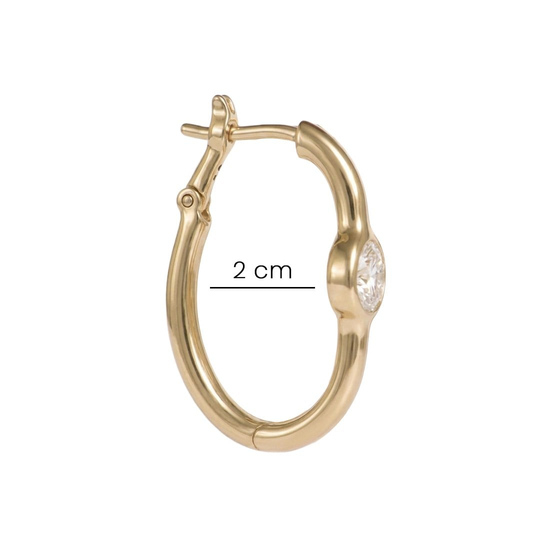 Tek Taşlı Halka Küpe 14 Ayar Altın