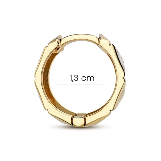 Taşlı Halka Küpe 14 Ayar Altın 1,3 Cm