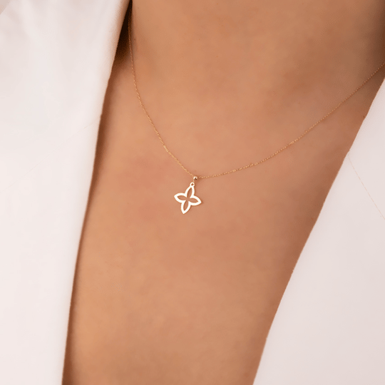 Çiçek 14 Ayar Altın Minimal Kolye