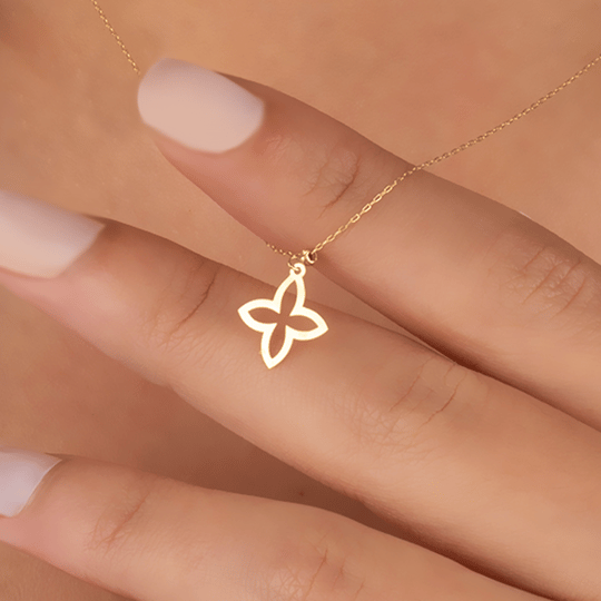 Çiçek 14 Ayar Altın Minimal Kolye