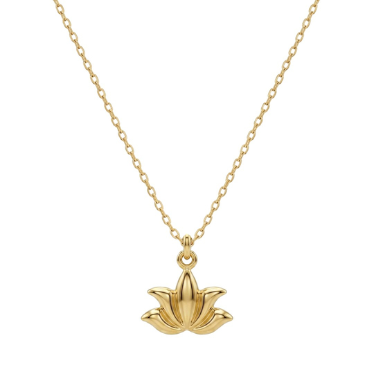 Minimal Lotus Figürlü 14 Ayar Altın Kolye
