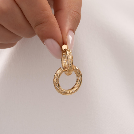 Desenli 14 Ayar Altın Küpe 1,5 Cm