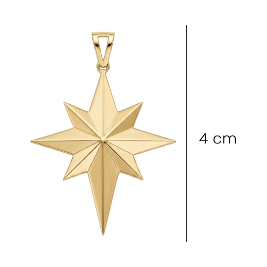 Kutup Yıldızı Taşsız 14 Ayar Kolye Ucu 3.50 Cm